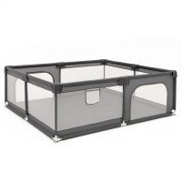 Tarc de joaca pliabil pentru copii, cu intrare cu fermoar, 200x180x66 cm, gri