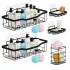 Set 5 polite metalice pentru dus cu montaj autoadeziv, inox, negru mat [2]