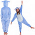 Pijama salopeta Stitch tip combinezon, marimea S, cu gluga fixa decorata cu urechi, ochi si dinti, coada decorativa, inchidere frontala cu nasturi si [18]