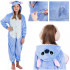 Pijama salopeta Stitch tip combinezon, marimea S, cu gluga fixa decorata cu urechi, ochi si dinti, coada decorativa, inchidere frontala cu nasturi si [22]