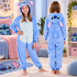 Pijama salopeta Stitch tip combinezon, marimea S, cu gluga fixa decorata cu urechi, ochi si dinti, coada decorativa, inchidere frontala cu nasturi si [32]