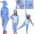 Pijama salopeta Stitch tip combinezon, marimea S, cu gluga fixa decorata cu urechi, ochi si dinti, coada decorativa, inchidere frontala cu nasturi si [8]