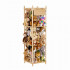 Organizator vertical pentru jucarii si plusuri, din lemn natural de pin, cu corzi elastice laterale pentru acces rapid, design tip turn pentru economi [3]
