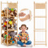 Organizator vertical pentru jucarii si plusuri, din lemn natural de pin, cu corzi elastice laterale pentru acces rapid, design tip turn pentru economi [15]