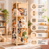 Organizator vertical pentru jucarii si plusuri, din lemn natural de pin, cu corzi elastice laterale pentru acces rapid, design tip turn pentru economi [4]