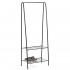 Suport metalic pentru haine cu bara si 2 rafturi, structura otel, 60x34x150 cm, negru [17]