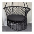 Scaun rotund tip leagan suspendat pentru casa sau gradina, cu franjuri, 150kg, cu perna, negru [2]