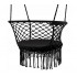 Scaun rotund tip leagan suspendat pentru casa sau gradina, cu franjuri, 150kg, cu perna, negru [5]
