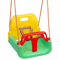 Leagan copii tip scaun, cu spatar, sistem blocare si centura siguranta, pana la 45 kg, 42x38x41 cm, multicolor