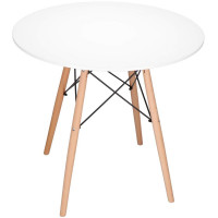 Masa dining bucatarie, rotunda, diametru 80 cm, inaltime 75 cm, Blat MDF, Picioare lemn, Alb Masa dining bucatarie, rotunda, diametru 80 cm, inaltime 75 cm, Blat MDF, Picioare lemn, Alb