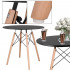 Masa dining bucatarie, rotunda, diametru 80 cm, inaltime 75 cm, Blat MDF, Picioare lemn, Negru [7]