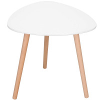 Masa de cafea, ovala, diametru 50 cm, inaltime 48 cm, Blat MDF, Picioare lemn, Alb Masa de cafea, ovala, diametru 50 cm, inaltime 48 cm, Blat MDF, Picioare lemn, Alb