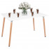 Masa dining bucatarie, dreptunghiulara, 120x80x74 cm, Blat MDF, Picioare lemn, Alb [3]