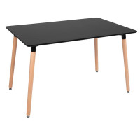 Masa dining bucatarie, dreptunghiulara, 120x80x74 cm, Blat MDF, Picioare lemn, Negru Masa dining bucatarie, dreptunghiulara, 120x80x74 cm, Blat MDF, Picioare lemn, Negru