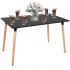 Masa dining bucatarie, dreptunghiulara, 120x80x74 cm, Blat MDF, Picioare lemn, Negru [3]