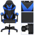 Scaun birou pentru gaming, ergonomic, suport lombar si tetiera, 114-123x55x50 cm, negru si albastru [12]