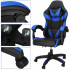 Scaun birou pentru gaming, ergonomic, suport lombar si tetiera, 114-123x55x50 cm, negru si albastru [11]