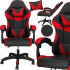 Scaun birou pentru gaming, ergonomic, suport lombar si tetiera, 114-123x55x50 cm, negru si rosu [2]