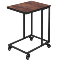 Masuta de cafea, cu cadru de otel si roti, industrial, 35x50x66 cm, maro wenge Masuta de cafea, cu cadru de otel si roti, industrial, 35x50x66 cm, maro wenge