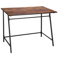 Birou tip masa laterala, cu cadru din otel, 50x100x76 cm, industrial, maro Birou tip masa laterala, cu cadru din otel, 50x100x76 cm, industrial, maro