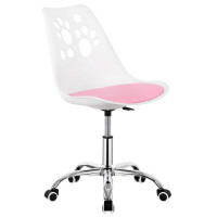 Scaun birou ergonomic, cu sezut din spuma, reglabil pe inaltime, maxim 120 kg, 90x49x48 cm, alb si roz