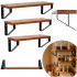 Set 3 rafturi de perete din metal si MDF, 30-35-40x12 cm, negru si maro [2]