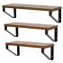 Set 3 rafturi de perete din metal si MDF, 30-35-40x12 cm, negru si maro [4]