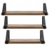 Set 3 rafturi de perete din metal si MDF, 30-35-40x12 cm, negru si maro [5]