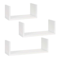 Set 3 rafturi de perete din MDF pentru decor si organizare, 30, 45 si 60 cm, alb