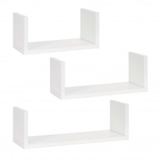 Set 3 rafturi de perete din MDF pentru decor si organizare, 30, 45 si 60 cm, alb