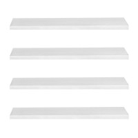 Set 4 rafturi supendate de perete, MDF cu suport metalic ingropat, 40x15 cm, alb