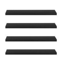 Set 4 rafturi supendate de perete, MDF cu suport metalic ingropat, 40x15 cm, negru