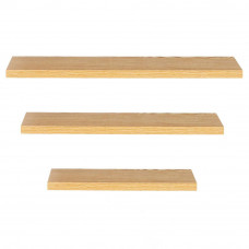 Set 3 rafturi plutitoare decorative de perete, din MDF cu suport metalic, 30, 45 si 60 cm, maro