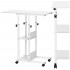Birou reglabil pe inaltime cu rafturi si roti, blat din lemn si structura metalica, 80x40x76-86 cm, alb [4]