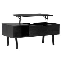 Masuta de cafea cu blat rabatabil si spatiu de depozitare, cadru metalic si PAL, 100x50x43 cm, negru