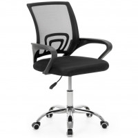 Scaun de birou ergonomic cu spatar din plasa mesh respirabila, sezut tapitat cu burete moale, cotiere pentru sustinere, baza metalica stabila cu 5 rot