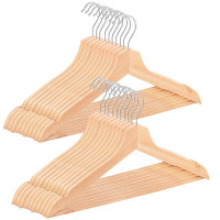 Set de 20 de umerase din lemn cu carlig rotativ 360°, 43x21 cm, maro