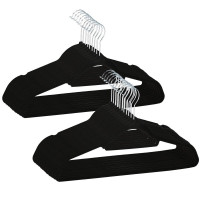 Set de 20 de umerase din velur cu carlig rotativ 360°, 45x23 cm, negru