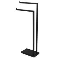 Suport metalic de baie pentru prosoape, cu 2 brate, 80 cm, negru mat