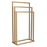 Suport metalic de baie pentru prosoape, cu 3 standuri, 86 cm, auriu mat