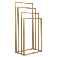 Suport metalic de baie pentru prosoape, cu 4 standuri, 96 cm, auriu mat