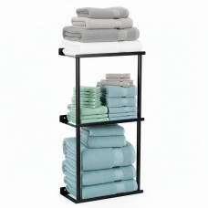 Raft metalic pentru prosoape, structura cu finisaj mat, accesorii montaj incluse, 25x16x76 cm, negru