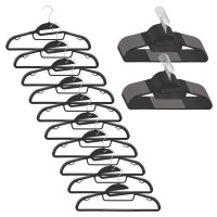 Set de 30 de umerase antiderapante pentru haine, din PE, cu carlig metalic rotativ, 41 cm, negru si gri