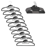 Set de 20 de umerase antiderapante pentru haine, din PE, cu carlig metalic rotativ, 41 cm, negru si gri