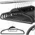 Set de 20 de umerase antiderapante pentru haine, din PE, cu carlig metalic rotativ, 41 cm, negru si gri [3]