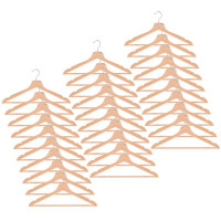 Set de 30 umerase din lemn cu carlig cromat rotativ, forma ergonomica, 43x21 cm, maro natur