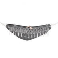 Hamac doua persoane cu franjuri si 2 perne, 200kg, 200×150 cm, gri inchis Hamac doua persoane cu franjuri si 2 perne, 200kg, 200×150 cm, gri inchis