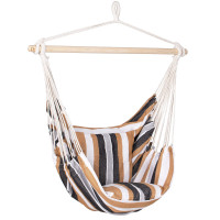 Hamac tip leagan suspendat pentru casa sau gradina HM48, gri maro cu perne, 130x100cm, 150kg