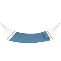 Hamac Dublu cu Bara Stabilizatoare din Lemn, HM57, Capacitate 250kg, 200x140cm, albastru Hamac Dublu cu Bara Stabilizatoare din Lemn, HM57, Capacitate 250kg, 200x140cm, albastru