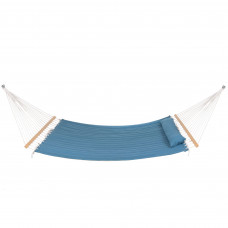 Hamac Dublu cu Bara Stabilizatoare din Lemn, HM57, Capacitate 250kg, 200x140cm, albastru Hamac Dublu cu Bara Stabilizatoare din Lemn, HM57, Capacitate 250kg, 200x140cm, albastru